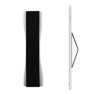 Afbeelding van kwmobile tablet vinger houder Elastische griphouder Universeel Met zelfklevende band In zilver/zwart