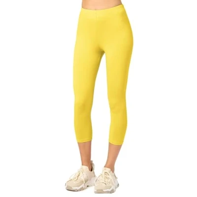 Afbeelding van Merry Style MS MS10 199 LE Dames Capri Leggings Sport Vrijetijdsbroek 3/4 Lengte Katoen Sporbroek Yogabroek Geel XL