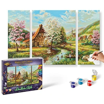 Afbeelding van Schilderen op Nummer Schipper Landelijke Idylle (Triptychon) 50X80