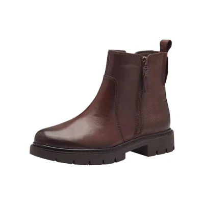 Afbeelding van Tamaris Enkellaarsjes met plateauzool, Dames, Maat: 36, Chestnut Leer/ synthetisch