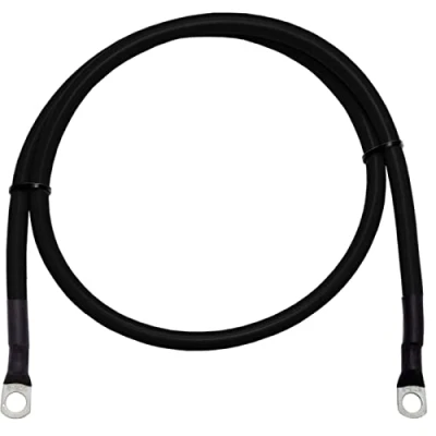 Afbeelding van Lumonic 50cm accukabel grondkabel met 50mm² doorsnede zwart automotive stroomkabel 2x buiskabelschoen M8 DIN gecertificeerde geïsoleerde koper