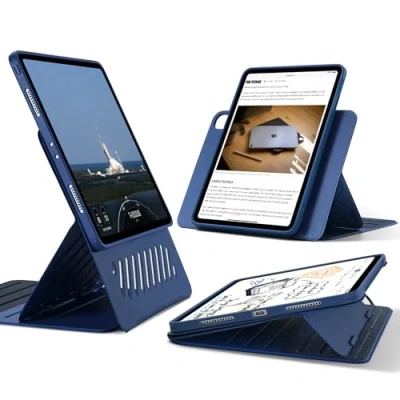 Afbeelding van ESR Hoesje voor iPad Pro 12.9 (6e/5e generatie, 2022/2021), afneembare magnetische hoes, verstelbare portret /landschapsstandaard met verhoogde weergave, 9 staande hoeken, Shift serie, paars