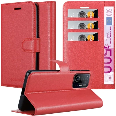 Afbeelding van Cadorabo Hoesje geschikt voor Xiaomi 11T / PRO in KARMIJN ROOD Beschermhoes Cover magnetische sluiting Case
