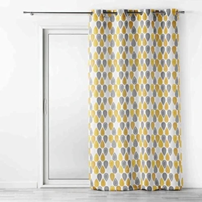 Afbeelding van douceur d&#039;intérieur, Oogjesgordijn (140 x 260 cm) Palpito Geel/Wit, Bedrukt Polyester