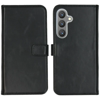Afbeelding van Samsung Galaxy S24 Plus Hoesje Echt leder Selencia Bookcase Zwart Telefoonhoesje