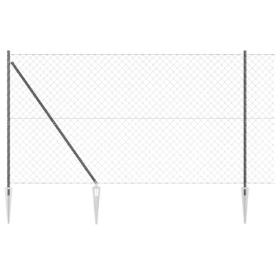 Afbeelding van vidaXL Kettinghek met 7 spijkerposts 1.5x10 m Gegalvaniseerd staal