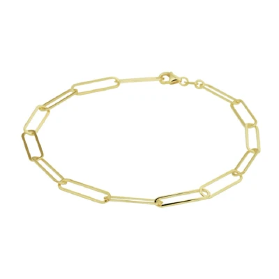 Afbeelding van Schitterende 14 Karaat Geel Gouden Armband Paperclip 4 mm. MODEL 7 T