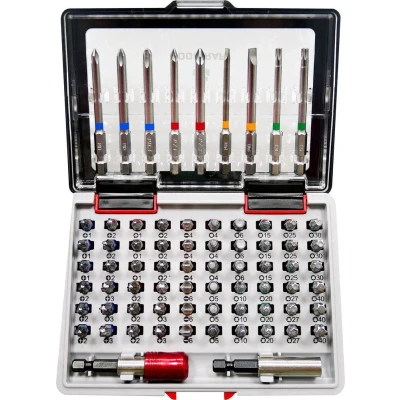 Afbeelding van TOOLCRAFT 1613609 Bitset 71 delig Plat, Kruiskop Phillips, Pozidriv, Inbus, T profiel