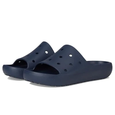 Afbeelding van Crocs Unisex Classic Slide v2 Sandaal, Navy, 13 UK, marineblauw, UK
