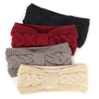 Afbeelding van DRESHOW Vrouwen Warm Gebreide Hoofdband Winter Oorwarmer Gehaakt Hoofd Wraps Dikke Fleece Voering Haar Bands