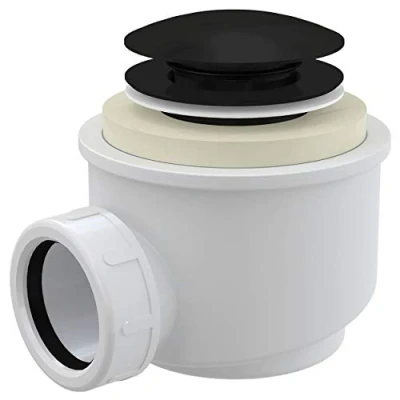 Afbeelding van Matte zwarte badkamer douchebak afvoer Click Clack afval val waterafvoer