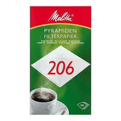 Afbeelding van Melitta Piramidefilterpapier 206 G, wit, 200 stuks