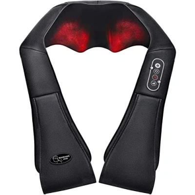 Afbeelding van Schouder nek massageapparaat, rugmassageapparaat met warmtefunctie, 3D Shiatsu knedende massage voor verlichting van spierpijn in het hele lichaam