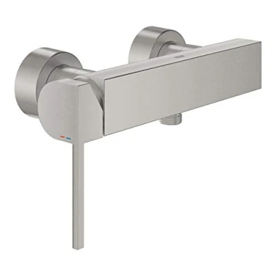 Afbeelding van Grohe plus douchemengkraan wand eengreeps 2 gats met s koppelingen temperatuurbegrenzer 150mm g1 supersteel 33577dc3