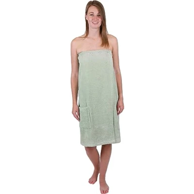 Afbeelding van Betz Badstof saunakilt met knopen voor dames 100% katoen 420 g/m² Berlin jade