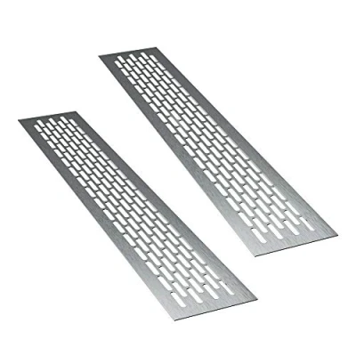 Afbeelding van sossai® aluminium ventilatierooster Alucratis (2 stuks) Rechthoekig afmetingen: 44 x 8 cm Kleur: inox afvoerluchtrooster