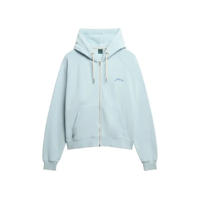 Afbeelding van Superdry Vrouwen Essential Logo Oversized Raglanhoodie met Rits Lichtblauw Grootte: 38