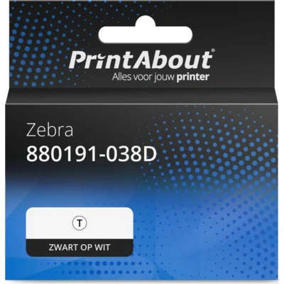 Afbeelding van Huismerk Zebra 880191 038D Etiket Zwart op wit (102 mm x 38 mm) 1 rol