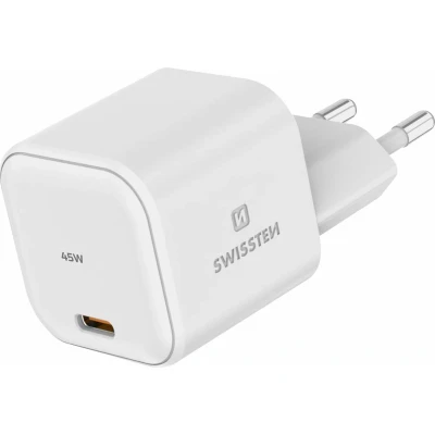 Afbeelding van Swissten USB C Snellader 45W GaN technologie Wit