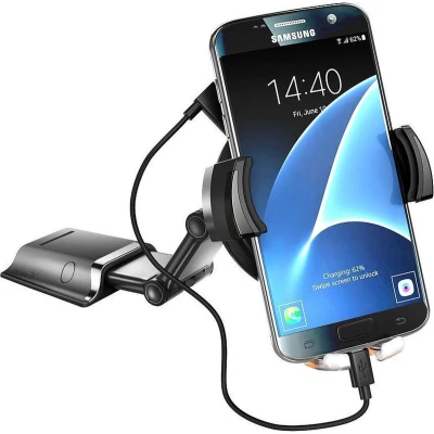 Afbeelding van THB Powerkit Qi universele houder met draadloze oplader en usb aansluiting