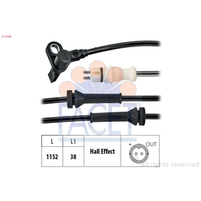 Afbeelding van FACET 21.0198 ABS Sensor 1152mm FIAT: Seicento / 600 Hatchback (187) 1.1, 0.9 1997 2010