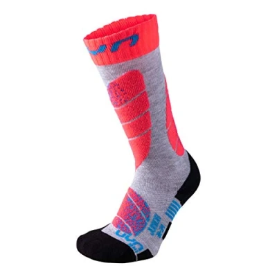 Afbeelding van Skisok UYN Junior Light Grey Coral Fluo Schoenmaat 27 30