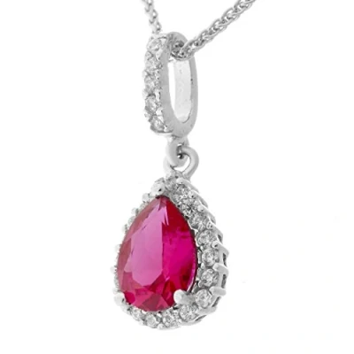 Afbeelding van Orphelia ZH 7226/RU Hanger Ruby met Ketting 45 cm 925 Sterlingsilver Zirconium