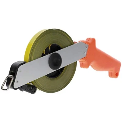 Afbeelding van PRODIAMANT Stalen meetlint 50 m lang breedte 13 mm rolbandmaat met centimeter en millimeter schaal inklapbare zwengel