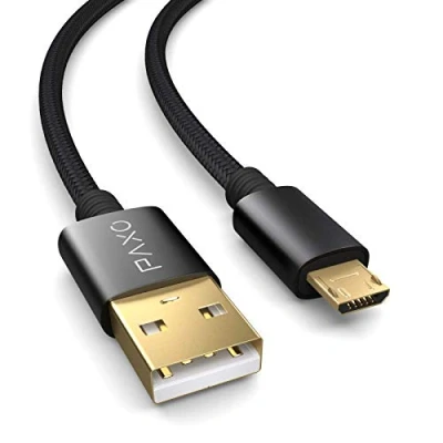 Afbeelding van 0,5m Micro USB kabel A naar B stekker data &amp; oplaadkabel voor Bluetooth hoofdtelefoons, powerbanks, speakers, e sigaretten en meer, zwart