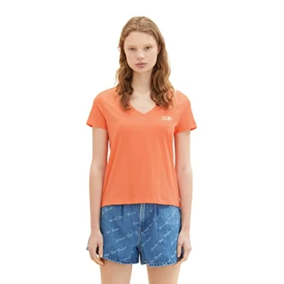 Afbeelding van TOM TAILOR Denim Dames 1036616 T shirt, 31699 Luminous Coral, XL, XL