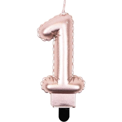 Afbeelding van Kaarsje 1 folie ballon rose goud 7cm