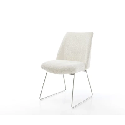 Afbeelding van Gestoffeerde stoel Elso Flex slipframe roestvrij staal bouclé wit pocketveer kern