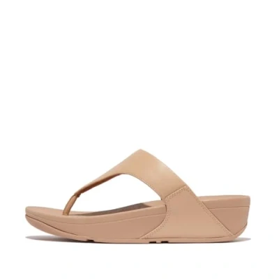 Afbeelding van FitFlop Lulu Leather Toepost Vrouwen Beigey Beige