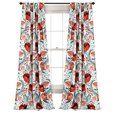 Afbeelding van Lush Decor Poppy Tuingordijnen, verduisterend, raampaneelset voor woonkamer, eetkamer, slaapkamer, 213,4 cm, meerkleurig, 1 paar