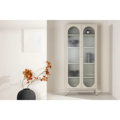 Afbeelding van Svea Mila vitrinekast 80 x 180 cm beige Metaal