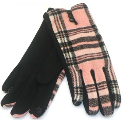 Afbeelding van Handschoenen Geruit Dames One Size Touchscreen Tip Roze