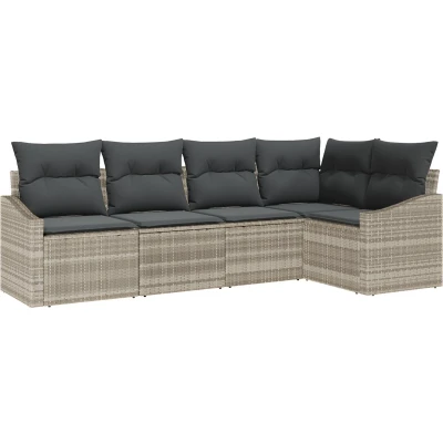 Afbeelding van vidaXL Tuin Sofa Set van 5 Beige Poly Rattan Rechthoekig