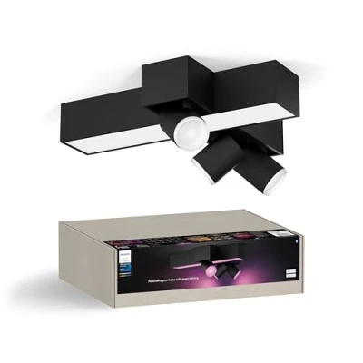 Afbeelding van Philips Hue Centris opbouwspot wit en gekleurd licht 3 spots zwart kruisvorm