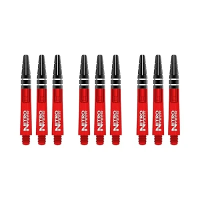 Afbeelding van RED DRAGON Nitrotech Rood Korte Dartschachten 3 sets per pakket (9 stengels in totaal)