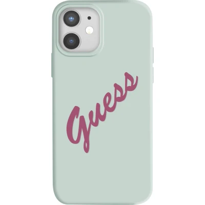 Afbeelding van GUESS Silicone Vintage Backcase Hoesje iPhone 12 / Pro Mint Groen