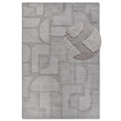 Afbeelding van Villeroy &amp; Boch Woltapijt Alexis natuur woonkamertapijt handgeweven en milieuvriendelijk boho tapijt wol voor woonkamer, slaapkamer, eetkamer, hal, keuken grijs, 80x150 cm