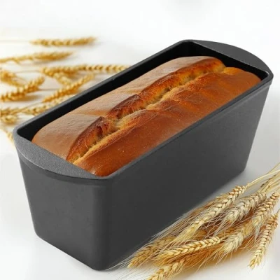 Afbeelding van Navaris gietijzeren broodbakvorm 34 x 13 cm Bakvorm voor brood bakken Broodvorm rechthoekig met handvaten Broodpan tot 260C ovenbestendig