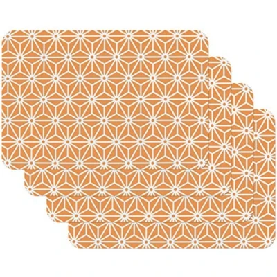 Afbeelding van Venilia Placemat voor eetkamer Osaka Oranje Vintage caleidoscooppatroon, 4 delige set afwasbaar polypropyleen, geschikt levensmiddelen 45 x 30 cm, stuks, 59061