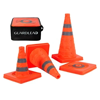 Afbeelding van Opvouwbare verkeersveiligheidskegels, 4 veelzijdige pop up kegels met reflecterende cirkels voor parkeren op de weg, rijpraktijk (4, 45 cm)
