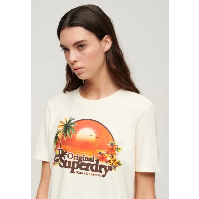 Afbeelding van Superdry Vrouwen Travel Souvenir T shirt met Relaxte Pasvorm Wit Grootte: 34