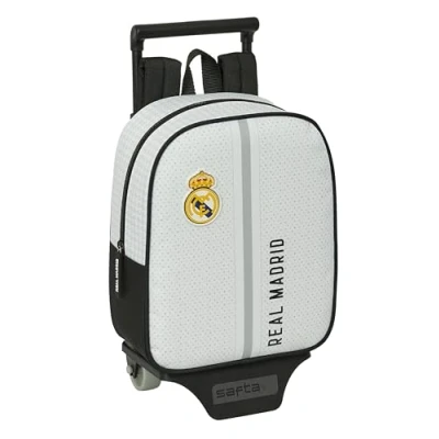 Afbeelding van Schoolrugzak met Wielen Real Madrid C.F. Wit Grijs 22 x 27 10 cm