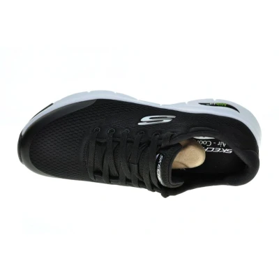 Afbeelding van Skechers Arch Fit Sneaker voor heren, Zwarte Textiel Synthetische Witte Trim, 39 EU