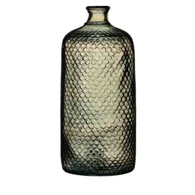 Afbeelding van Natural Living Bloemenvaas Scubs Bottle brons/bruin geschubt transparant glas D18 x H42 cm Vazen