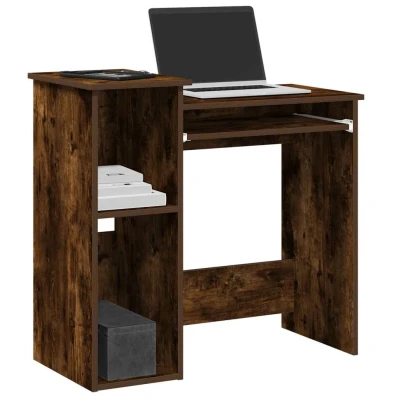 Afbeelding van vidaXL Bureau met schappen 84x40x78 cm bewerkt hout gerookt eiken