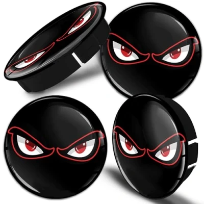 Afbeelding van SkinoEu 4 x 60 mm siliconen naafdoppen velgdeksel wieldoppen naafdop auto Giftig tuning No Fear Eyes C 40